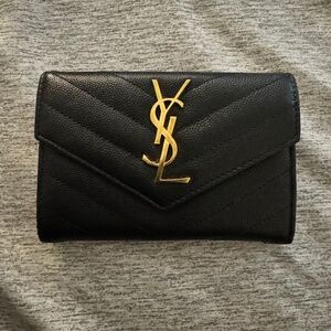 Saint Laurent Small Black Monogram Compact Wallet